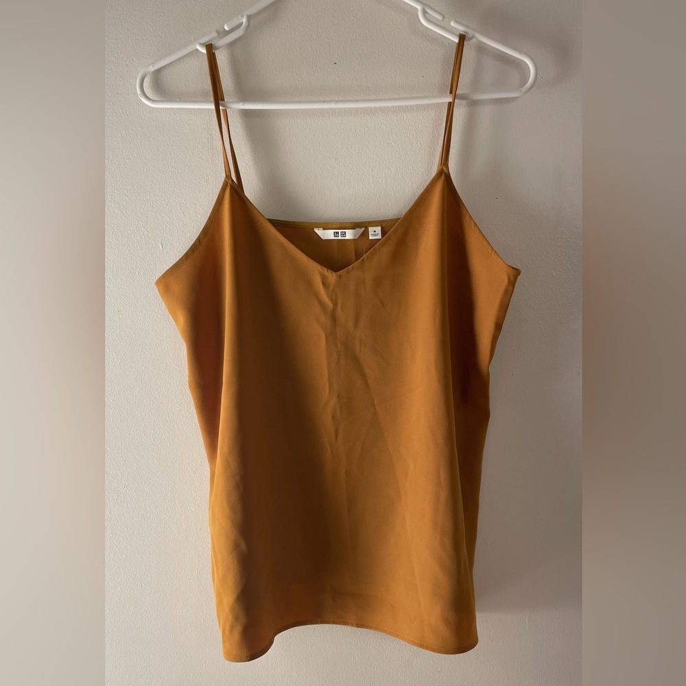 Uniqlo Women's Mustard V-Neck Satin Camisole